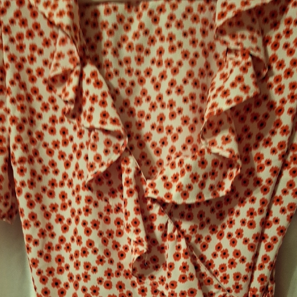 Topshop Red and White Floral Wrap Mini Dress 10 - Picture 5 of 12